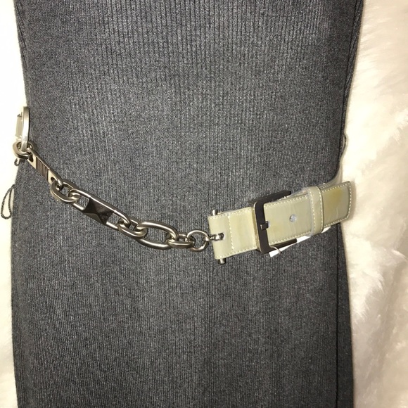 Worth Gray Patent Leather Chain Belt - Picture 4 of 4